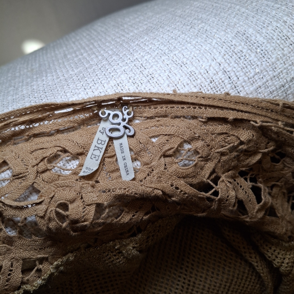 Open-Front Crochet Shoulder Knit Cardigan - Tan - Picture 6 of 9